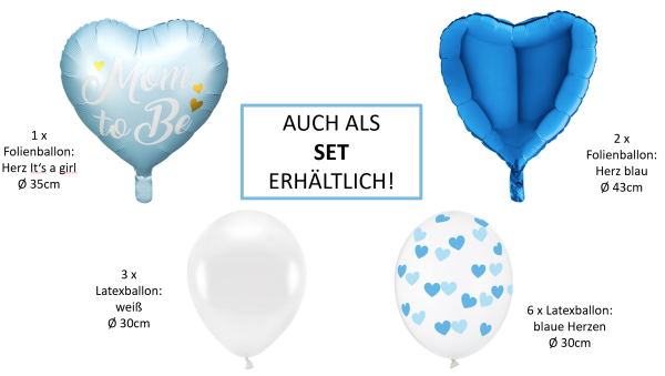 Folienballon Herz - Mom to be, blau - ø 35cm